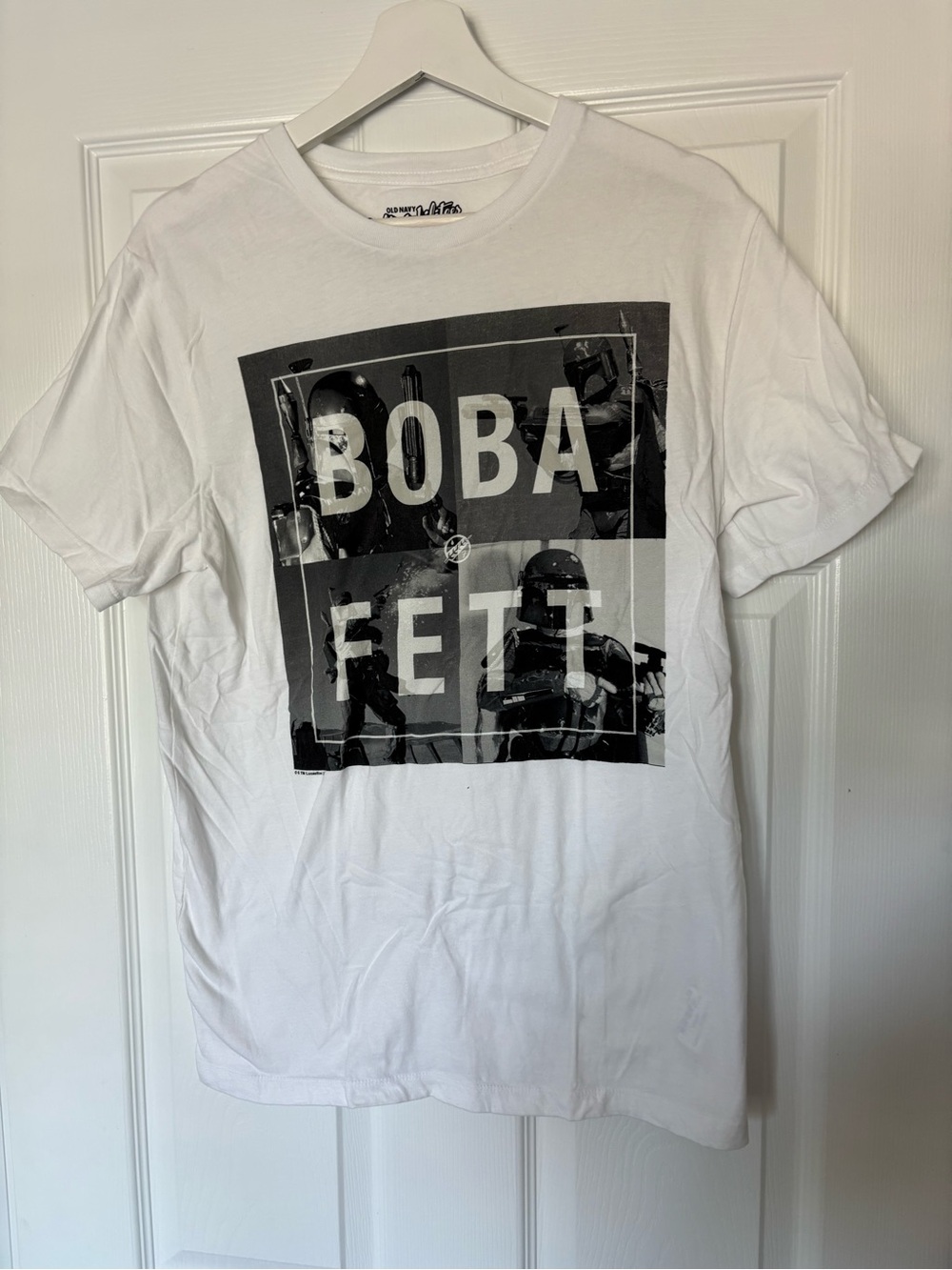 Old Navy White T‑Shirt with Black Boba Fett Graphic